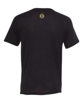 Gold Bitcoin Large Chest Symbol On Black T-shirt