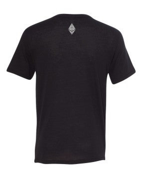 Grey Ethereum Logo Chest On Black T-shirt