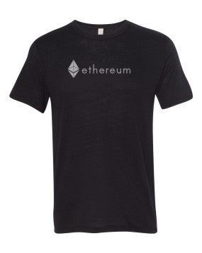 Grey Ethereum Logo Chest On Black T-shirt