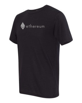 Grey Ethereum Logo Chest On Black T-shirt