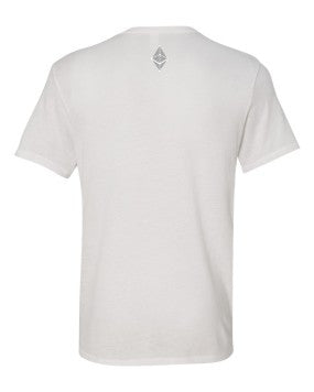 Grey Ethereum Symbol Left Chest On White T-shirt